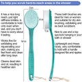 Back Brush for Shower, 14-Inch Long Handle Medium Stiff Bristles Bath Scrubber for Men Women Body Exfoliating and Brushing - 2 Packs Blue