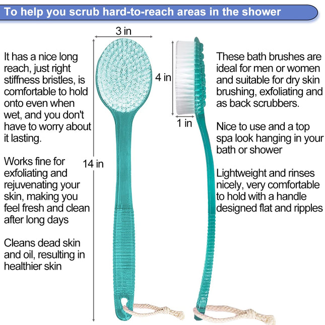 Back Brush for Shower, 14-Inch Long Handle Medium Stiff Bristles Bath Scrubber for Men Women Body Exfoliating and Brushi