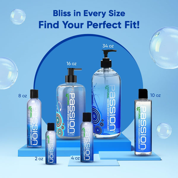 Passion Natural Water-Based Personal Lubricant, 34 Fl Oz - Premium, Non-Sticky, Easy-To-Clean Formula for Smooth, Comfortable Use