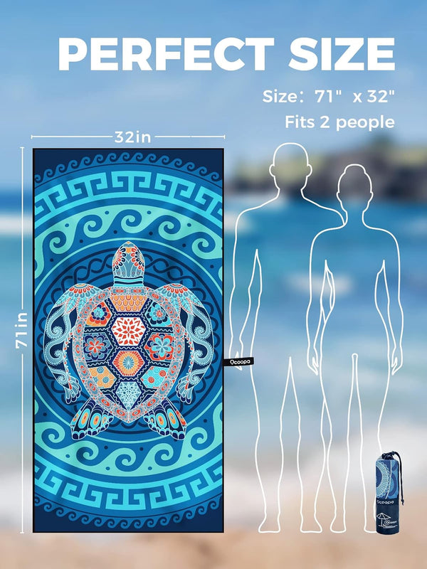 OCOOPA Microfiber Beach Towel For Swimming Pool, Camping, Picnic, Yoga Gym Sports, Fast Drying Extra Large 71" x 32" Sand Free Super Lightweight