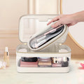 Travel Clear Makeup Bag with Makeup Brush Bag, Leather Make up Case Toiletry Bag, Portable Cosmetic Bag Case, Transparent Waterproof Cosmetic