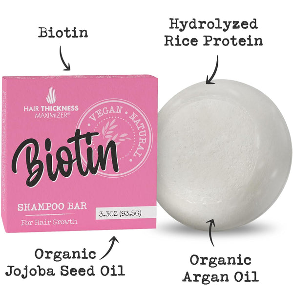 Biotin Hair Growth Shampoo Bar. Eco-Friendly, No Harsh Chemicals, Color Safe, Ph Balanced. Solid Shampoo Bar Equal to 3 Liquid Bottles. Zero