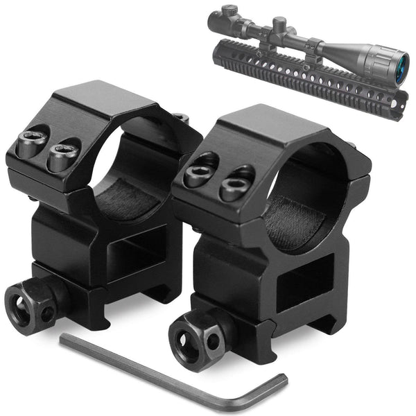 Scope Rings, Rifle Scope Mount High Profile Scope Mounts for Picatinny Rail (1 Inch, Set of 2)