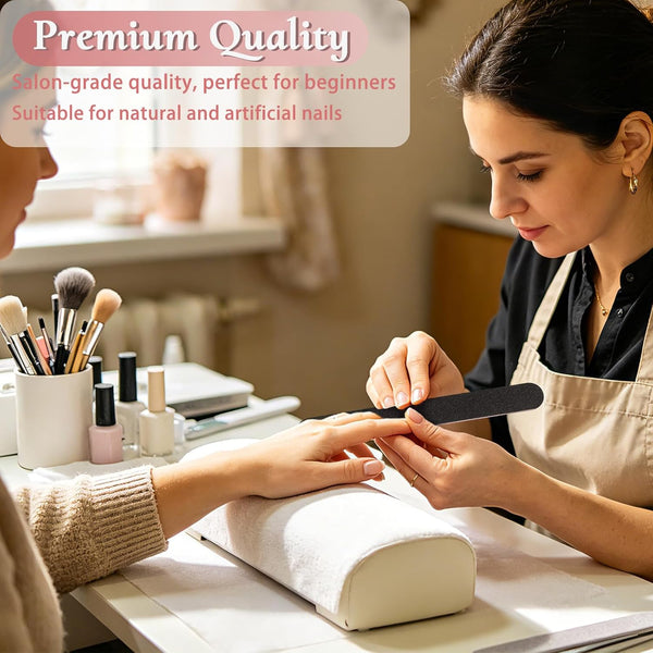HeeYaa 5 Rows 2 Layers 10 PCS Nail File, Red Tough PP Core, Exquisite Kraft Paper Box, Double Sided 100/180 Grit Black Emery Board Manicure