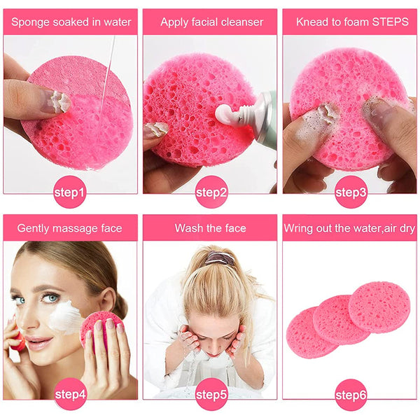 METUUTER 50 PCS Compressed Facial Sponges for Estheticians- 100% Natural Cellulose Face Sponge Professional Cosmetic Spa Sponges for Face