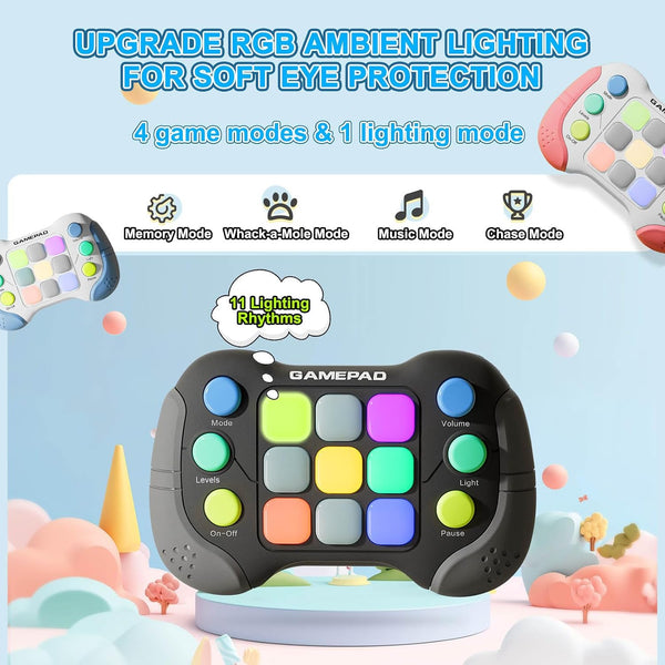 Upgraded Flashing Handheld Game for Kids, Fast Push Fidget Game Toy, Quick Push Light Up Fidget Electronic Console for Teens, Birthday Gifts for