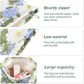 URSKYTOUS Flower Makeup Bags Travel Large Floral Cosmetic Bag for Women Cute Makeup Pouch Zippered Portable Toiletry Bag Lace Trendy Aesthetic