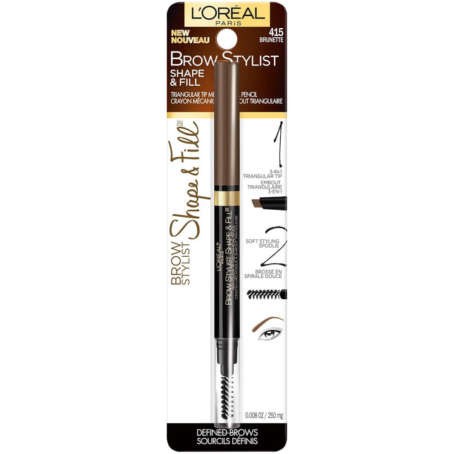 L'Oreal Paris Brow Stylist Shape & Fill Mechanical Eye Brow Makeup Pencil, Brune