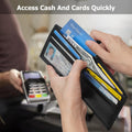 Slim Mens Wallets Leather Rfid Blocking Bifold Wallets for Men with ID Window
