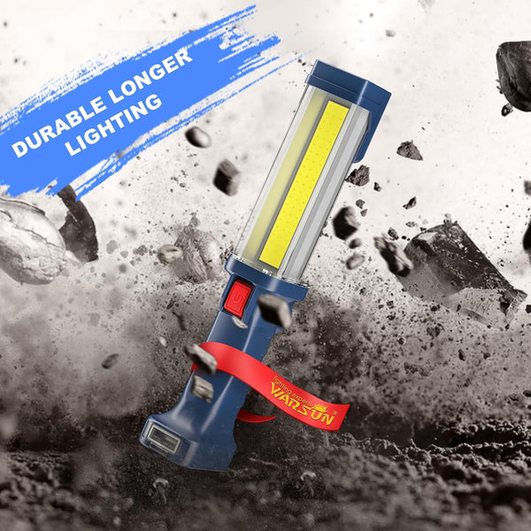 WARSUN LED Work Light Rechargeable, Portable Mechanic Trouble Light with1200 Lumens, COB worklight Magnetic Base, Cordless Floodlight for Car