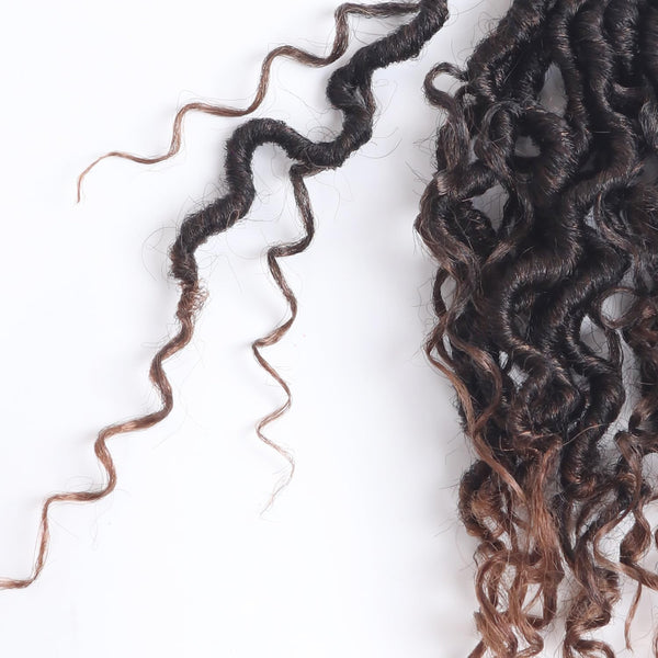 Vemet Goddess Locs Crochet Hair,8 Inch 9 Packs Faux Locs Synthetic Crochet Hair, Boho Style Pre looped crochet with Curly Ends 8 Inch(Pack of 9) T30