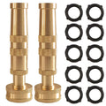 Hourleey Adjustable Twist Hose Nozzle, 4" Heavy-Duty Brass Hose Nozzle with 10 Garden Hose Rubber Washers, 2 Pack 4 Inch Nozzle Twist 2Pack