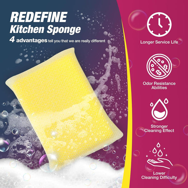 Kitchen Sponges All-Purpose Sponges Dish Sponge，Multipurpose Cleaning Sponge Non Scratch Kitchen Sponge Cleaning Mat Used for Cleaning Kitchen