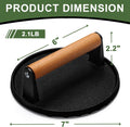 EWFEN Burger Press, 7" Round Heavy-Duty Cast Iron Smash Bacon Press Meat Steak with Wood Handle for Griddle, Sandwich, Nonstick Pan