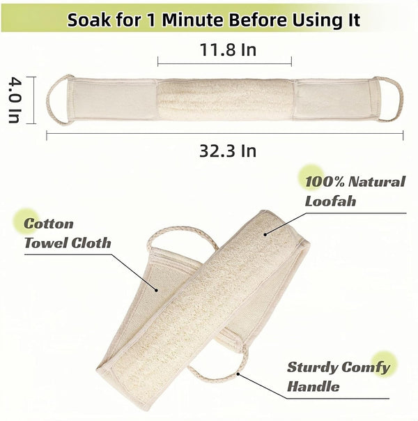 Natural Loofah Sponge Back Scrubber for Bath Shower, Exfoliating Body Scrubber, Shower Loofah Scrubber for Men and Women, Bath Sponge, Body Scrub,