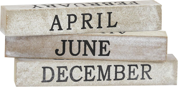 Wooden Perpetual Block Calendar for Desk, Wood Month Date Display Blocks for Teachers, Students, Classroom, Rustic Farmhouse Office Decor, Desk