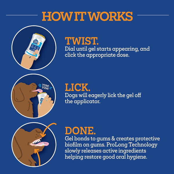 Twist + Lick Brush Free Dental Gel for Dogs, 30 Day Supply, Fresh Breath Chicken