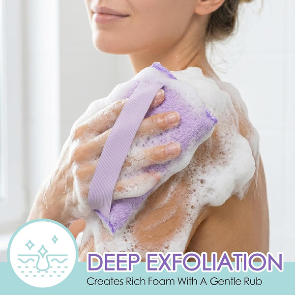 Evridwear Exfoliating Body Scrubber 3 Pack | Exfoliating Bath Sponges for Shower, Body Scrub Exfoliator, Rough Loofah Pads for Men Women, Dead