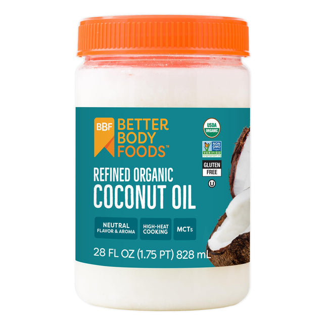 Betterbody Foods Organic Refined Coconut Oil, 28 Fl Oz, All Purpose Oil for Cook