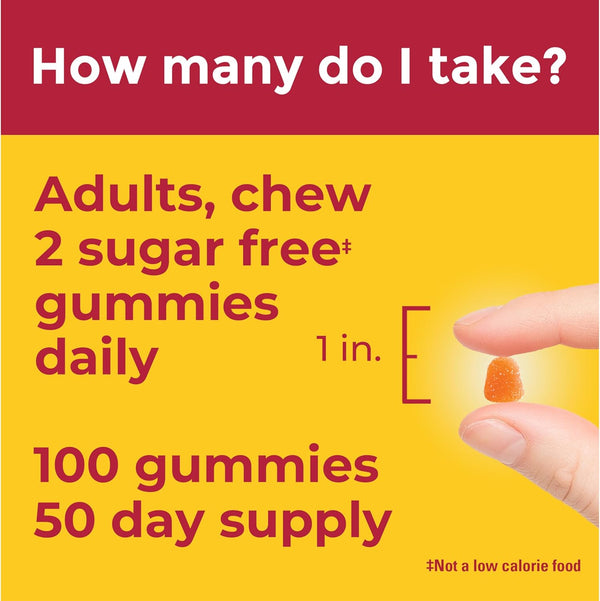 Nature Made Zero Sugar Vitamin C Gummies 250 Mg per Serving, Immune & Antioxidant Support, Aspartame Free, 100 Sugar Free Gummies, 50 Day Supply