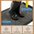 GORILLA GRIP 100% Waterproof All-Season WeatherMAX Doormat US Designed Natural Rubber, Stain Fade Resistant, Low Profile Indoor Outdoor Door Mats,
