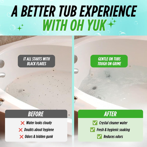 Oh Yuk Jetted Bathtub Cleaner for Jet Tubs, Whirlpools, The Most Effective Jetted Tub Cleaner, Septic Safe | Two 16 Ounce Bottles! 16 Fl Oz (Pack