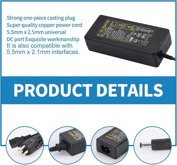 24V Power Supply,24Volt 6Amp 144W 100-240V AC to 24V DC Power Supply with 5.5mm x 2.5mm&2.1mm Output,LED Terminal Connector,24V 6A Power Supply 5A