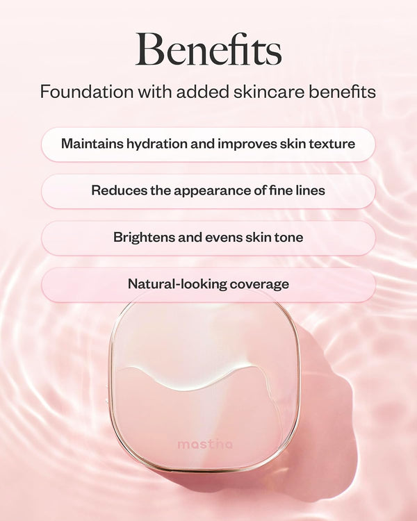 Mastina Natural Glow Cushion with Mastic Gum, 23 Color, 15G - Lightweight Foundation for Radiant and Hydrated Skin, Smooth Finish with No Greasy Shine