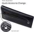 Bveyzi Ultra Slim Thin Leather RFID Blocking Credit Card Holder Bifold Clutch Wallets for Women Black Leather