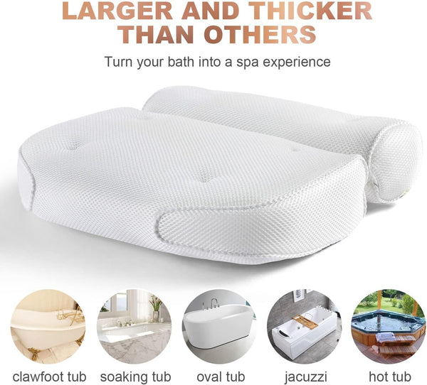 Bath Pillow for Tub, Luxury Bathtub Pillow Back Neck Support Pillow, Relaxing Spa Headrest Cushion for Women Adults Gifts, Must Have Comfort