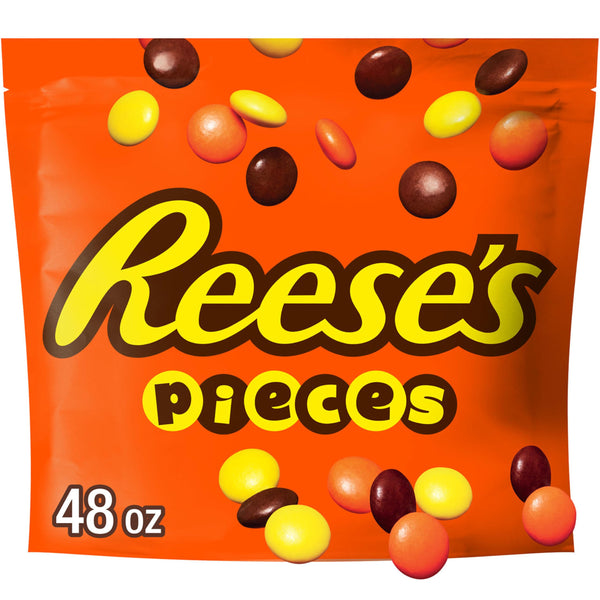REESE'S PIECES Peanut Butter in a Crunchy Shell, Candy Bulk Bag, 48 oz Peanut Butter 48 Ounce (Pack of 1)