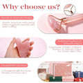 BAIMEI IcyMe Rose Quartz Roller & Gua Sha Facial Tool Set for Depuffing | Cooling Face Roller for Lymphatic Massage,Sculpting Tool for Face, Eyes