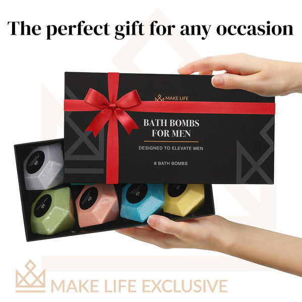 MAKE LIFE EXCLUSIVE Bath Bombs for Men, 8 Diamond Shape Masculine Gift Set