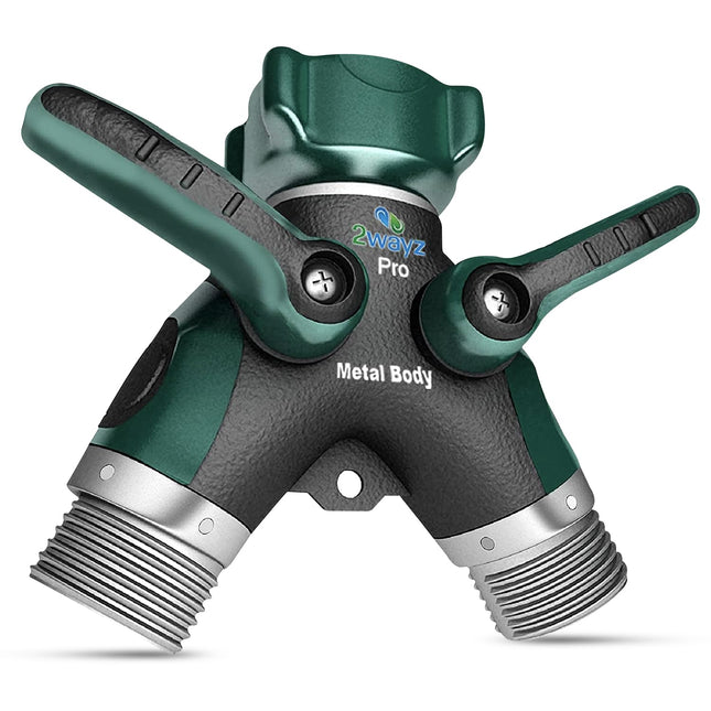 2WAYZ Hose Splitter 2 Way Heavy Duty Outdoor Faucet and Garden Connector - Water Spigot Splitter - Durable All-Metal Y A