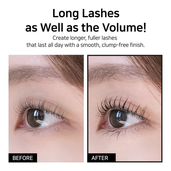Waterproof Volumizing Black Mascara, Long-Lasting Lash Fixation with Peptide Care, Smudge-Proof, Lengthening Formula for Fuller, Bolder Eyelashes.