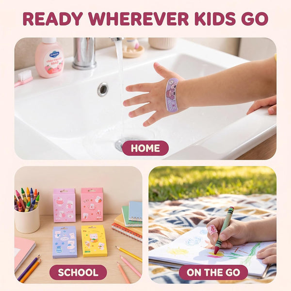 20 Pcs/Box Adhesive Bandages, Random Color Waterproof Band Aid, Cute Kids Bandages, Elastic Sticker,Cartoon Aid Patches Random Styles Adhesive