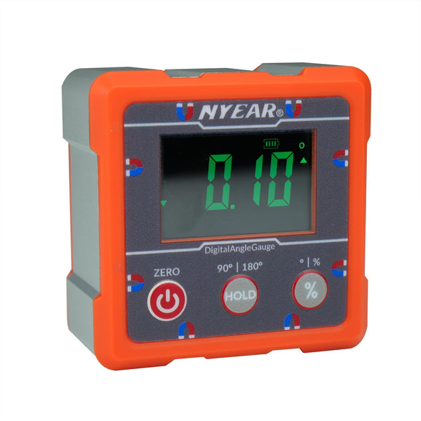 NYEAR Digital Electronic Angle Gauge (Type-C Rechargeable), Four Sided Strong Magnet, IP67 Waterproof Rating, Measures 0-90 and 0-180 Degree