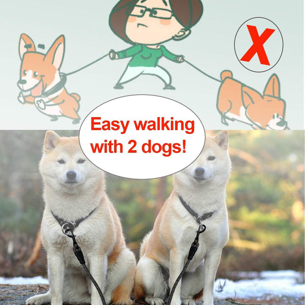 5 FT Double Dog Leash Coupler, Extension Rope for Two Dogs Walking, No Tangle Dual Strong Dog Lead Splitter, for Large Medium Dogs (3/8" X 1.5m