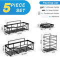 EUDELE Adhesive Shower Caddy, 5 Pack Rustproof Stainless Steel Bath Organizers With Large Capacity, No Drilling Shelves for Bathroom Storage &