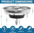 Kitchen Sink Drain Strainer 2 Pack of Stopper Combo Basket Replacement for 3-1/2 Inch Drain I Sink Drain Basket Stainless Steel Bathroom Sink