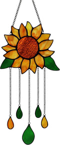 Sunflower Stained Glass Window Hanging,Sunflower Birthday Party Decorations,Outdoor Suncatcher for Patio,Kitchen and Garden Decor,Sunflower Gift