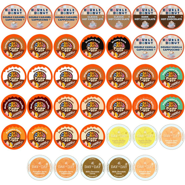 Crazy Cups Cappuccino & Hot Chocolate Variety Pack, Including Flavored Hot Chocolate & Cappuccino Coffee for Keurig K Cup Machines, Coffee Gift