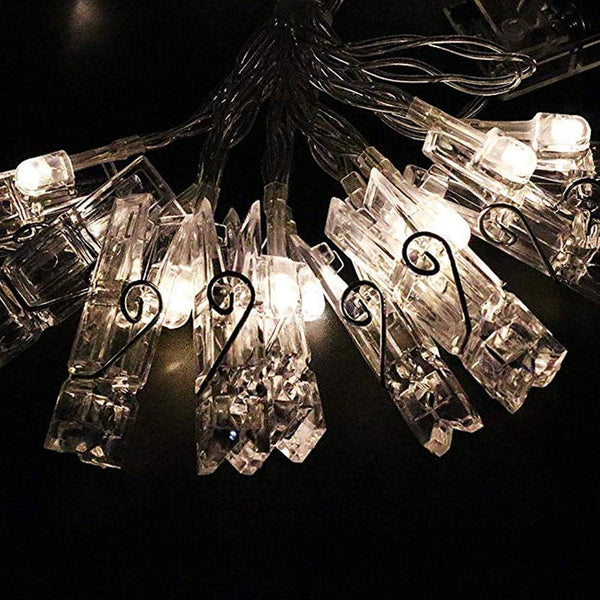 Dopheuor Photo Clip String Lights LED Fairy Clip String Lights Hanging Photo Pictures Battery Operated for Gifts Patio Christmas Bedroom Wedding