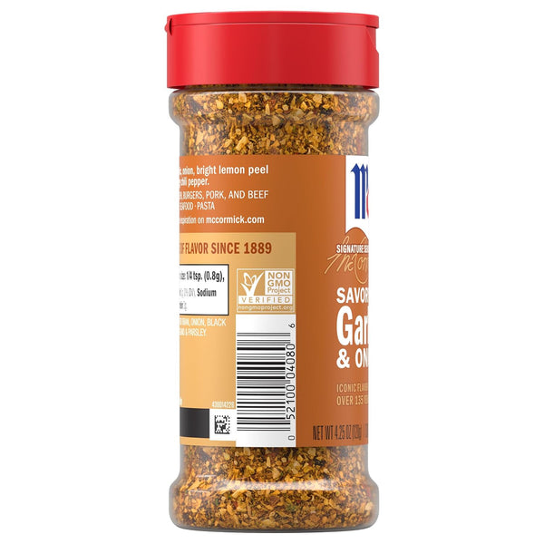 McCormick Garlic and Onion, Black Pepper and Sea Salt All Purpose Seasoning, 4.25 oz Garlic and Onion, Black Pepper and Sea Salt 4.25 Ounce (Pack