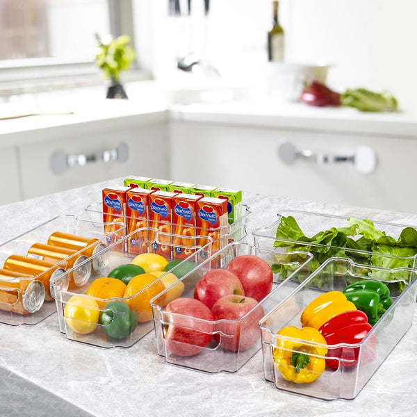 HOOJO Refrigerator Organizers and Storage - 8pcs Clear Plastic Bins For Fridge, Freezer, Kitchen Cabinet, Pantry Organization, BPA Free Fridge
