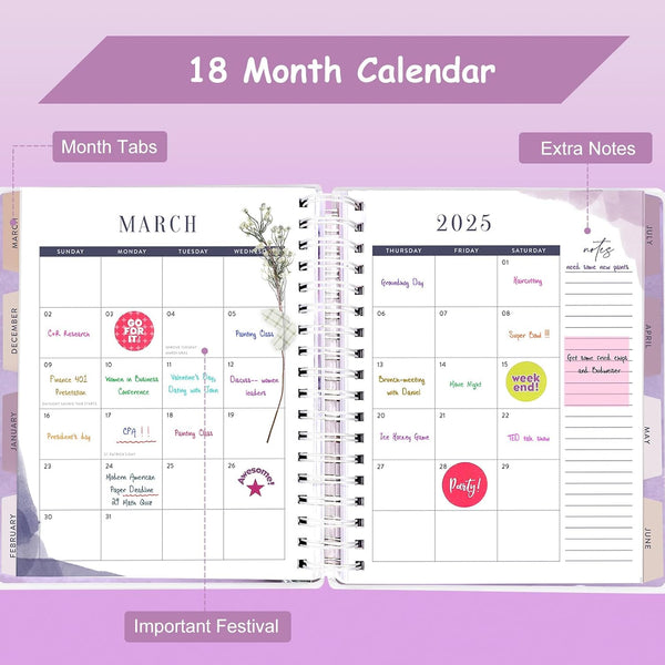 Planner 2025-2026, 18 Months Large Academic Daily Weekly Monthly Planner Organizer, July. 2025 - Dec. 2026, 8.5x9.8" Agenda with Page Tabs,