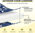 downluxe Outdoor Chair Cushions Set of 2 for Patio Furniture, Water-Resistant Patio Chair Cushions with Ties, High Density Foam Outdoor Seat
