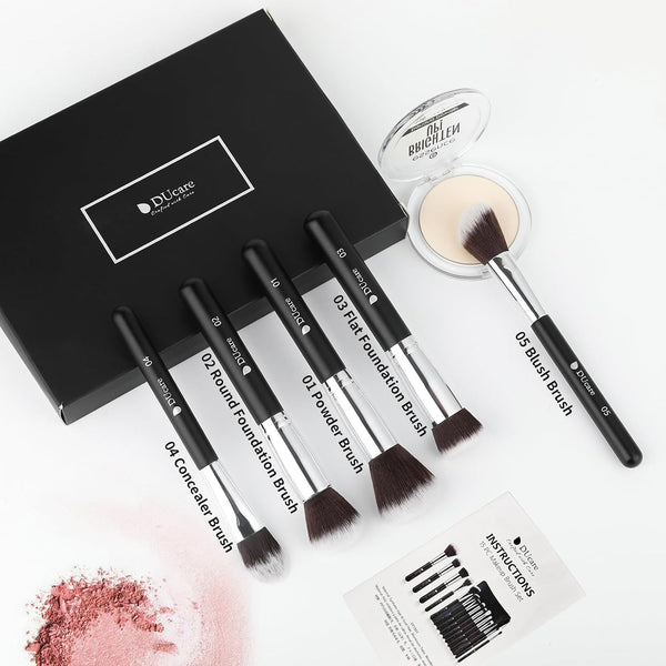DUcare Makeup Brushes with Travel Bag 15Pcs Makeup Brush Set | Premium Synthetic Powder Foundation Contour Blush Concealer Eye Shadow Blending