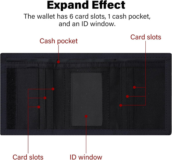 MenÃ¢ÂÂS Nylon Trifold RFID Wallet with ID Window, Slim Security Wallet for Card Cash Holder, Modern Fashion Stylish Wallet Gifts for Teen Boys and