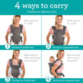 Infantino Flip 4-in-1 Baby Carrier Convertible Ergonomic, Gray | Adjustable fit, Enhanced lumbar support, Ergonomic hands-free parenting, Registry
